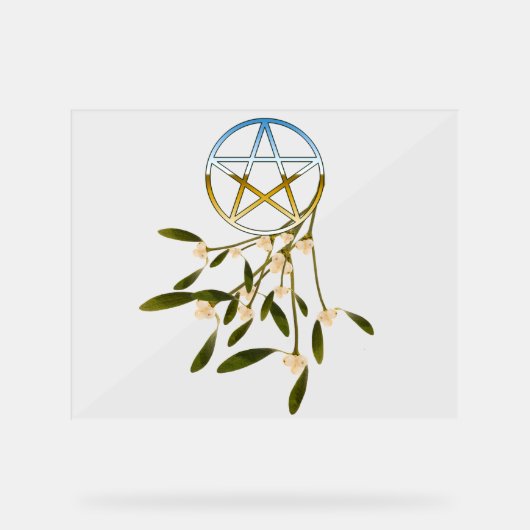 Pentagramm mit Mistletoe Acrylschild (Vorderseite)