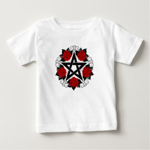 Pentagramm mit Rote Rosen Baby T-shirt