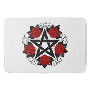 Pentagramm mit Rote Rosen Badematte