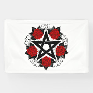 Pentagramm mit Rote Rosen Banner