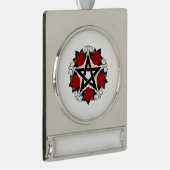 Pentagramm mit Rote Rosen Banner-Ornament Silber (Rechts)