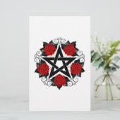 Pentagramm mit Rote Rosen Briefpapier (Stehend Vorderseite)