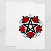 Pentagramm mit Rote Rosen Briefpapier (Vorne/Hinten)