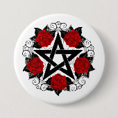 Pentagramm mit Rote Rosen Button (Vorderseite)