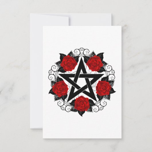 Pentagramm mit Rote Rosen Dankeskarte (Vorderseite)