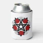 Pentagramm mit Rote Rosen Dosenkühler (Kanne Vorderseite)