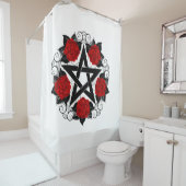Pentagramm mit Rote Rosen Duschvorhang (Beispiel)