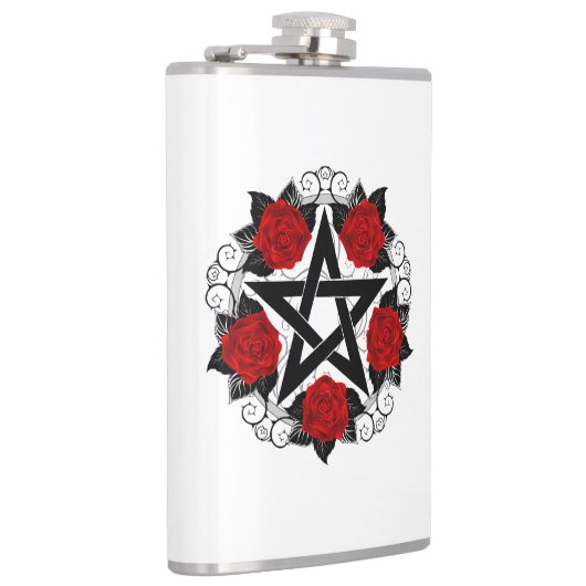 Pentagramm mit Rote Rosen Flachmann (Rechts)