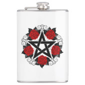 Pentagramm mit Rote Rosen Flachmann (Vorderseite)