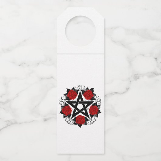 Pentagramm mit Rote Rosen Flaschenanhänger (Vorderseite)