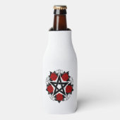 Pentagramm mit Rote Rosen Flaschenkühler (Flaschenvorderseite)