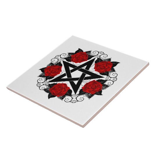 Pentagramm mit Rote Rosen Fliese (Seite)