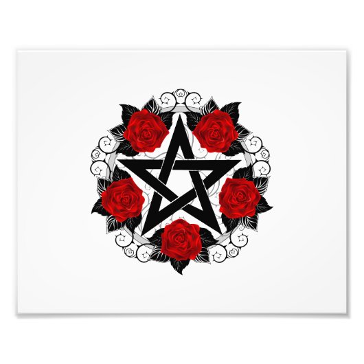 Pentagramm mit Rote Rosen Fotodruck (Vorne)