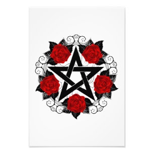 Pentagramm mit Rote Rosen Fotodruck