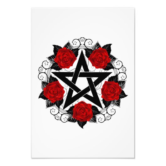 Pentagramm mit Rote Rosen Fotodruck (Vorne)