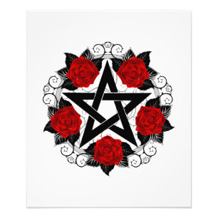 Pentagramm mit Rote Rosen Fotodruck