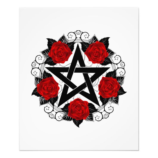 Pentagramm mit Rote Rosen Fotodruck (Vorne)