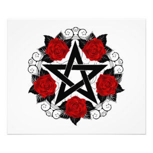 Pentagramm mit Rote Rosen Fotodruck