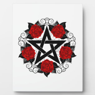 Pentagramm mit Rote Rosen Fotoplatte