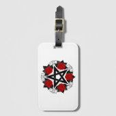 Pentagramm mit Rote Rosen Gepäckanhänger (Vorderseite Vertikal)