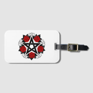 Pentagramm mit Rote Rosen Gepäckanhänger
