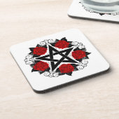Pentagramm mit Rote Rosen Getränkeuntersetzer (Linke Seite)