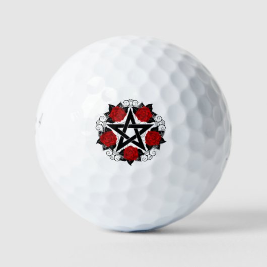 Pentagramm mit Rote Rosen Golfball (Vorderseite)
