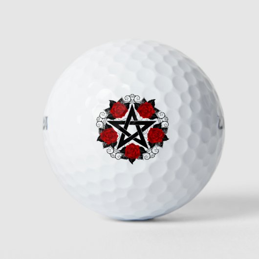 Pentagramm mit Rote Rosen Golfball (Vorderseite)