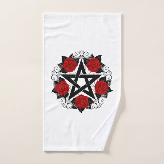 Pentagramm mit Rote Rosen Handtuch (Handtuch)