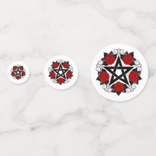 Pentagramm mit Rote Rosen Konfetti