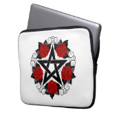 Pentagramm mit Rote Rosen Laptopschutzhülle (Vorderseite Links)