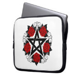 Pentagramm mit Rote Rosen Laptopschutzhülle (Vorderseite Links)
