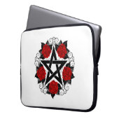Pentagramm mit Rote Rosen Laptopschutzhülle (Vorderseite Links)