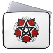 Pentagramm mit Rote Rosen Laptopschutzhülle (Vorderseite)
