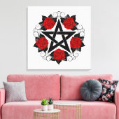 Pentagramm mit Rote Rosen Leinwanddruck (Insitu (Wohnzimmer))