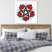 Pentagramm mit Rote Rosen Leinwanddruck (Insitu (Schlafzimmer))