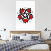 Pentagramm mit Rote Rosen Leinwanddruck (Insitu (Schlafzimmer))