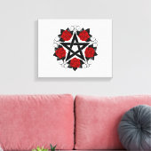 Pentagramm mit Rote Rosen Leinwanddruck (Insitu (Wohnzimmer))