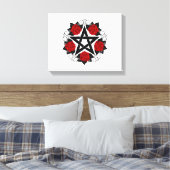 Pentagramm mit Rote Rosen Leinwanddruck (Insitu (Schlafzimmer))