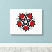 Pentagramm mit Rote Rosen Leinwanddruck (Insitu (Holzboden))