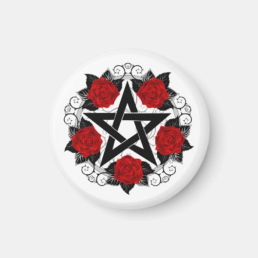 Pentagramm mit Rote Rosen Magnet (Vorne)