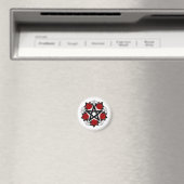 Pentagramm mit Rote Rosen Magnet (In Situ (Geschirrspüler))