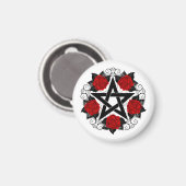 Pentagramm mit Rote Rosen Magnet (Vorderseite/Rückseite)