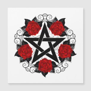 Pentagramm mit Rote Rosen Magneteinladung