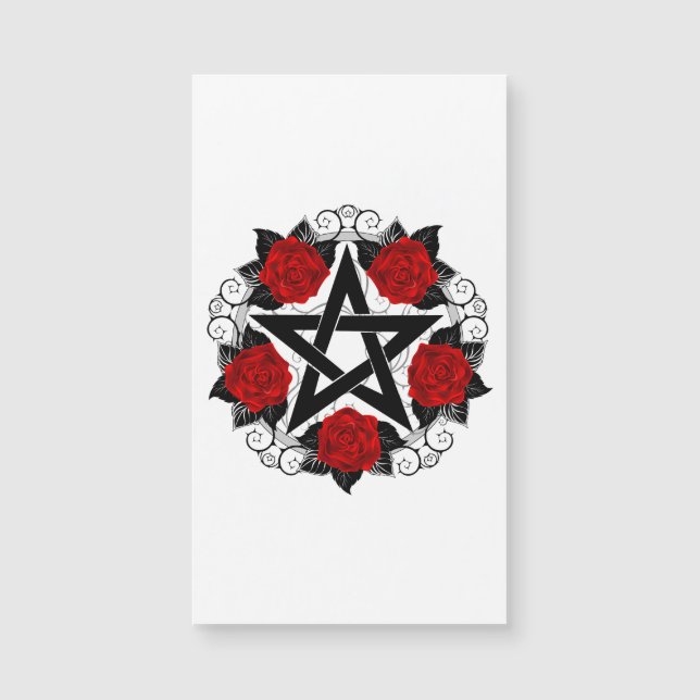 Pentagramm mit Rote Rosen Magnetkarte (Vorderseite)