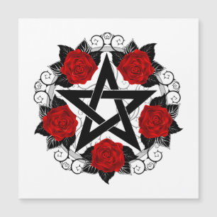 Pentagramm mit Rote Rosen Magnetkarte