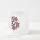 Pentagramm mit Rote Rosen Mattglastasse (Vorderseite Links)