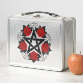 Pentagramm mit Rote Rosen Metall Brotdose (Beispiel)