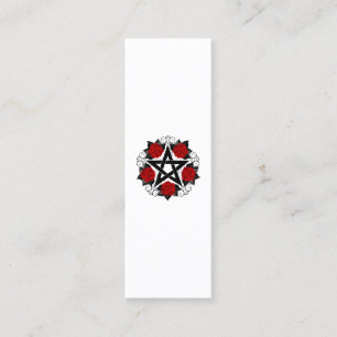 Pentagramm mit Rote Rosen Mini Visitenkarte