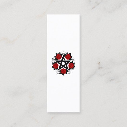 Pentagramm mit Rote Rosen Mini Visitenkarte (Vorderseite)